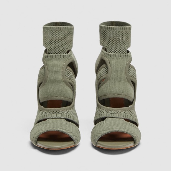 Zara Shoes - Zara khaki fabric wraparound sandals